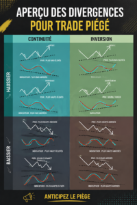 Illustration d'un graphique de trading montrant un exemple de divergence