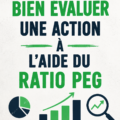 Vue d'une femme analysant des graphiques boursiers avec une calculatrice, illustrant l'évaluation des actions via le ratio PEG.