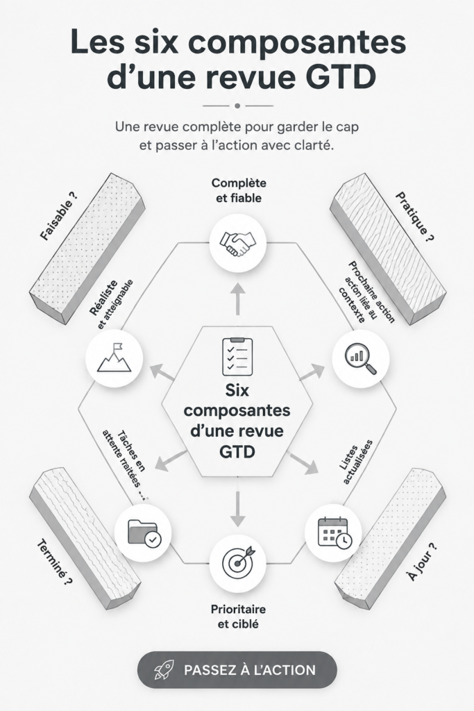 Femme prenant des notes pour une revue GTD ordonnée et efficace.