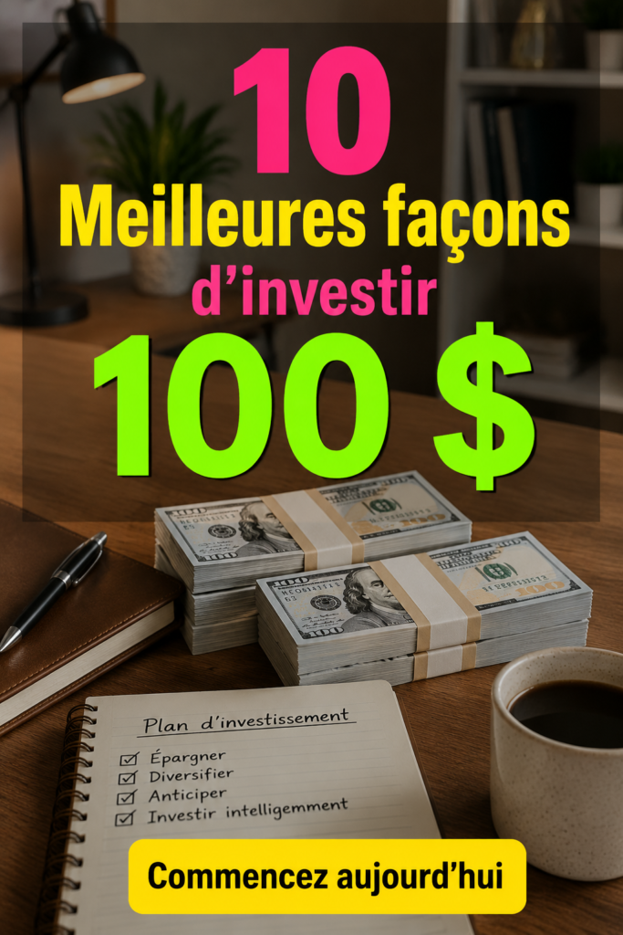 Image représentant une femme réfléchissant à des options d'investissement avec des billets de 100 $.
