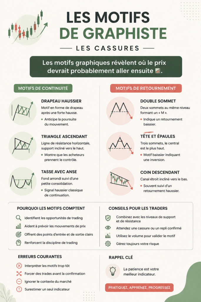 Un aperçu de modèles graphiques utilisés en bourse pour anticiper les mouvements de prix.