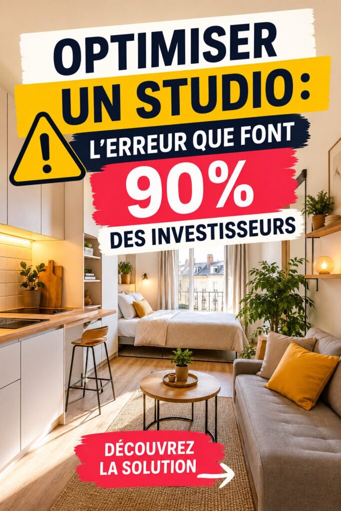 Une image d'un studio optimisé pour l'investissement immobilier, montrant une belle agencement d'espace.