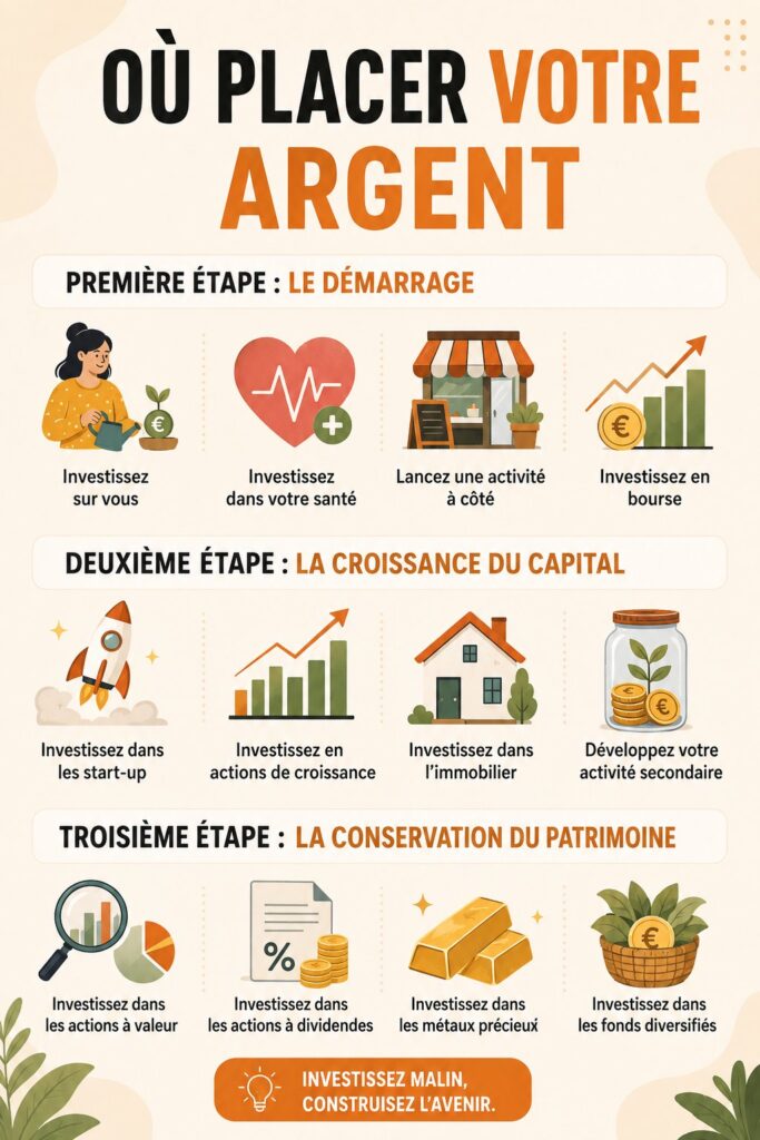 Femme souriante consultant des graphiques d'investissement