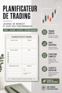 Femme souriante consultant son planner d'investissement sur une table