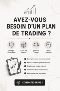 Femme au bureau créant un plan de trading sur son ordinateur