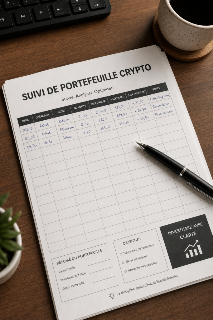 Capture d'écran d'une application de suivi de portefeuille crypto avec des graphiques et des statistiques.