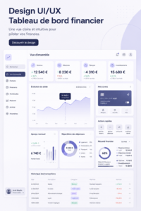 Tableau de bord financier moderne illustrant les investissements et le suivi des données