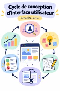 Diagramme illustrant les étapes du cycle de design UX, essentiel pour optimiser les projets.