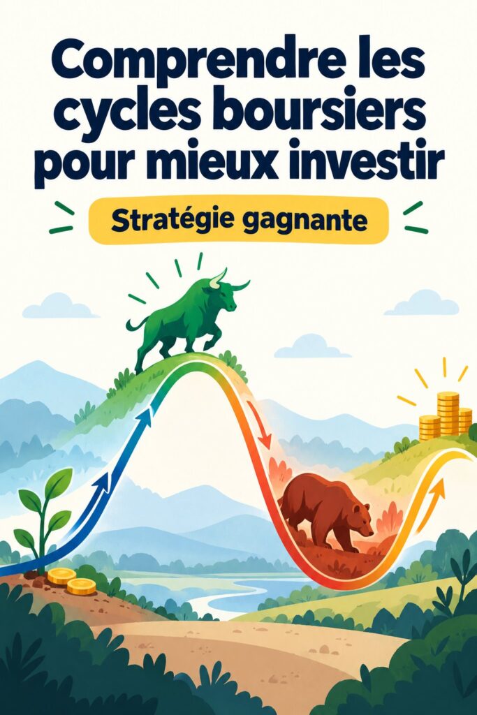 Graphique illustrant les phases du cycle du marché boursier.