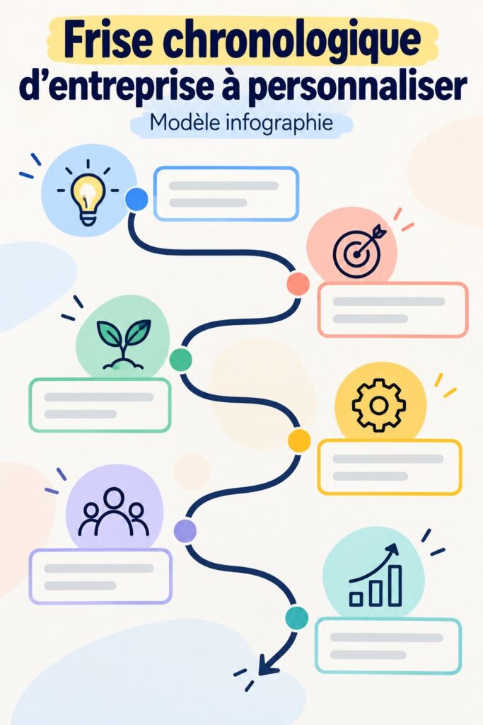 Modèle de timeline d'entreprise personnalisable sur Canva