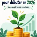 Une femme souriante consultant des graphiques financiers sur son ordinateur, entourée de notes sur les actions à dividende.