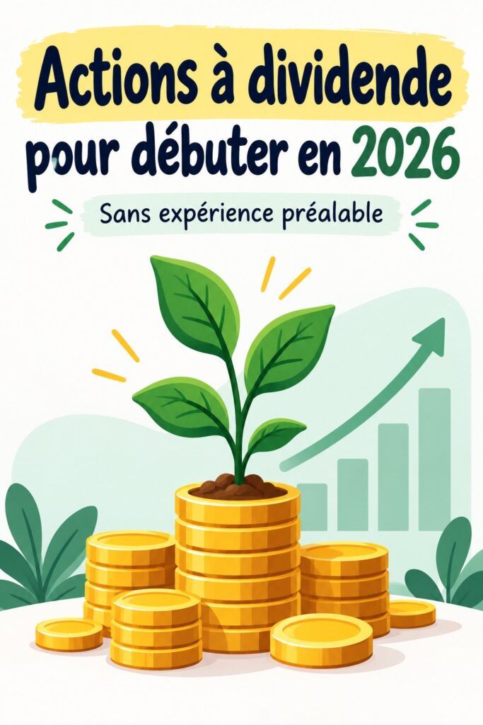Une femme souriante consultant des graphiques financiers sur son ordinateur, entourée de notes sur les actions à dividende.