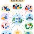 Capture d'écran d'une application de cartographie d'écosystèmes d'affaires sur un smartphone.