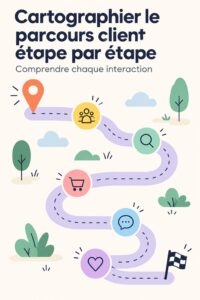 Illustration d'une femme utilisant une carte du parcours utilisateur pour ses investissements.