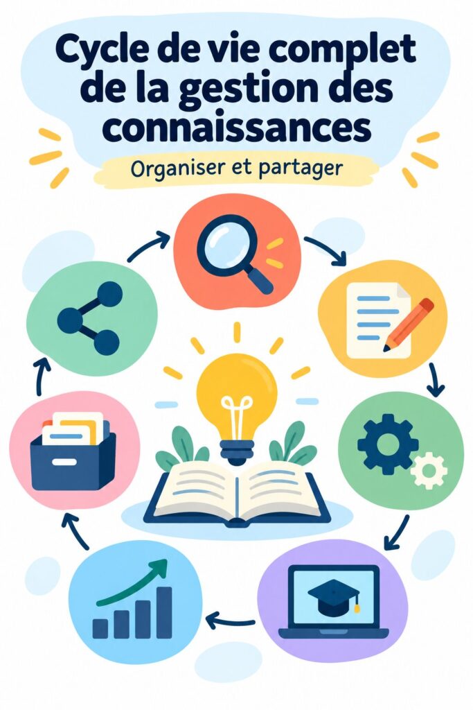 Illustration représentant le cycle de gestion des connaissances en entreprise.