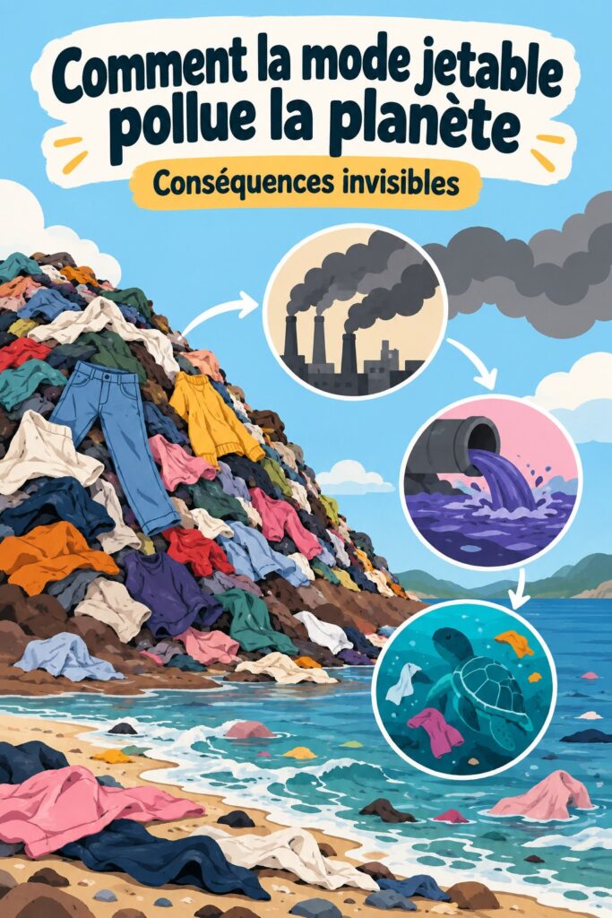 Un collage d'articles de mode éthique et durable