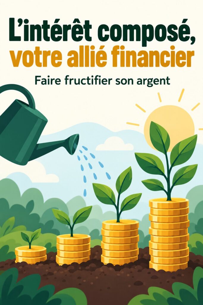 Une femme souriante en train de calculer ses économies avec un ordinateur et des graphiques financiers.