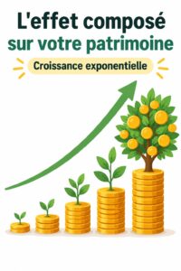 Illustration dynamique représentant le concept des intérêts composés et leur impact sur les finances personnelles.