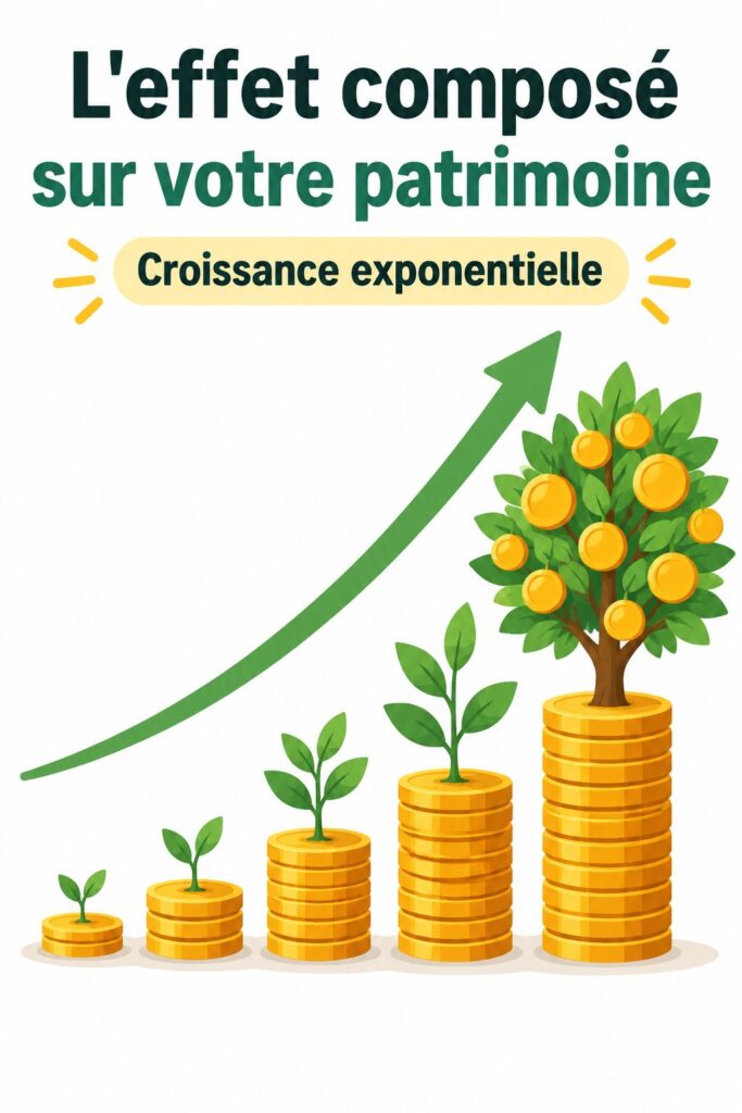 Illustration dynamique représentant le concept des intérêts composés et leur impact sur les finances personnelles.