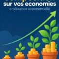 Illustration d'une femme en train de calculer ses investissements avec un tableau montrant les intérêts composés