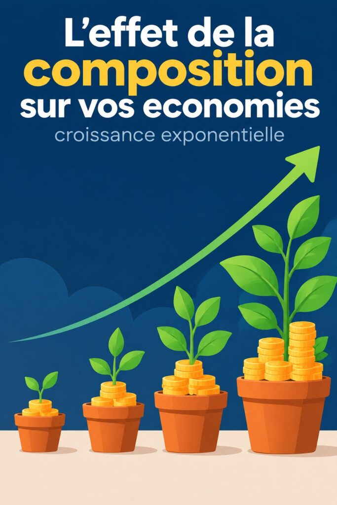 Illustration d'une femme en train de calculer ses investissements avec un tableau montrant les intérêts composés